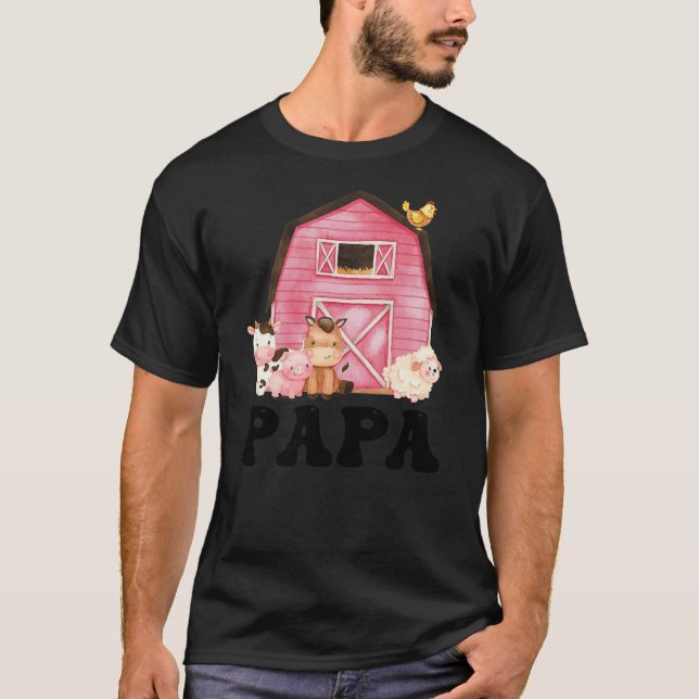 Camiseta Funny Papa Farm Animals Birthday Theme Matching Fa (Frente)