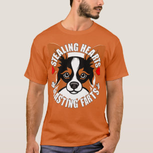 Camiseta Funny Papillon Roubando Corações Explosivos Cão