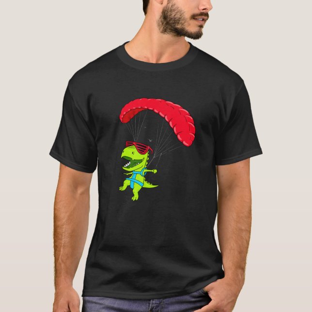 Camiseta Funny Paraglur Dinosaur Paraglider (Frente)