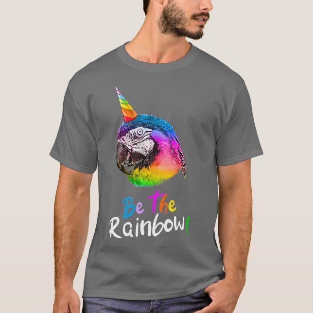 Camiseta Funny Parrot Gift Unicorn Rainbow (Frente)