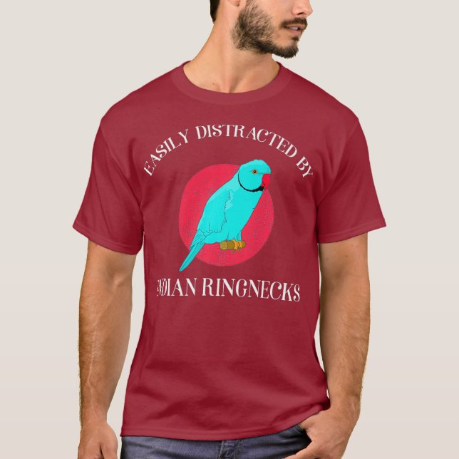 Camiseta Funny Parrot Owner é facilmente distraído pela Índ (Frente)