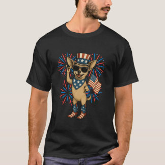 Camiseta Funny Patriotic Chihuahua USA Flag Boots 4 de julh