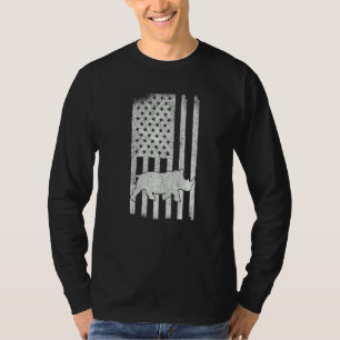 Camiseta Funny Patriotic Rhino Usa Flag Chubby Unicorn Retr
