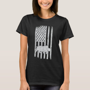 Camiseta Funny Patriotic Rhino USA Flag Chubby Unicorn Retr