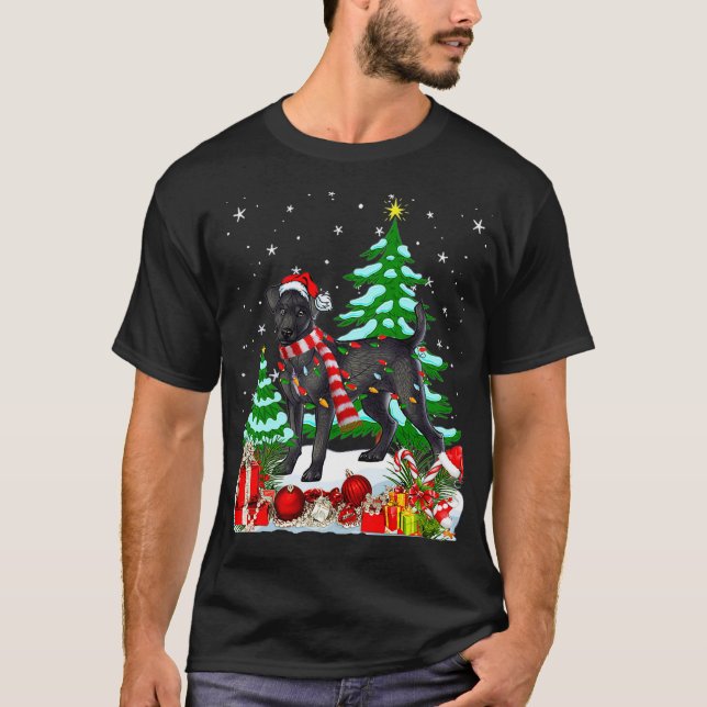 Camiseta Funny Patterdale Terrier Dog Christmas Tree (Frente)