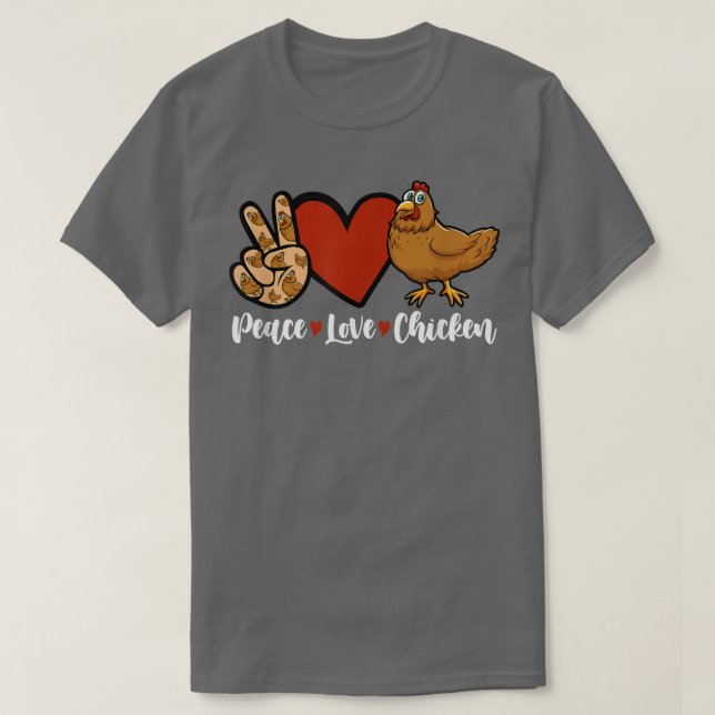Camiseta Funny Peace Love Chicken Graphic Women Men Chicken (Frente do Design)