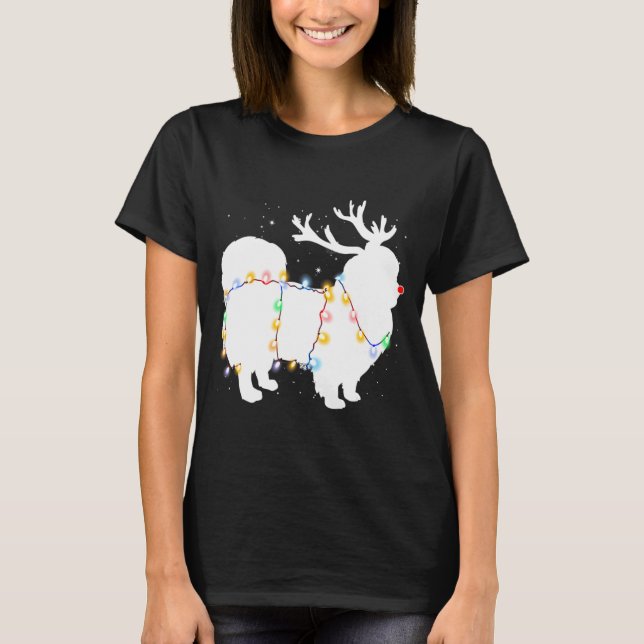 Camiseta Funny Pekingese Dog Tree Christmas Lights Xmas Paj (Frente)