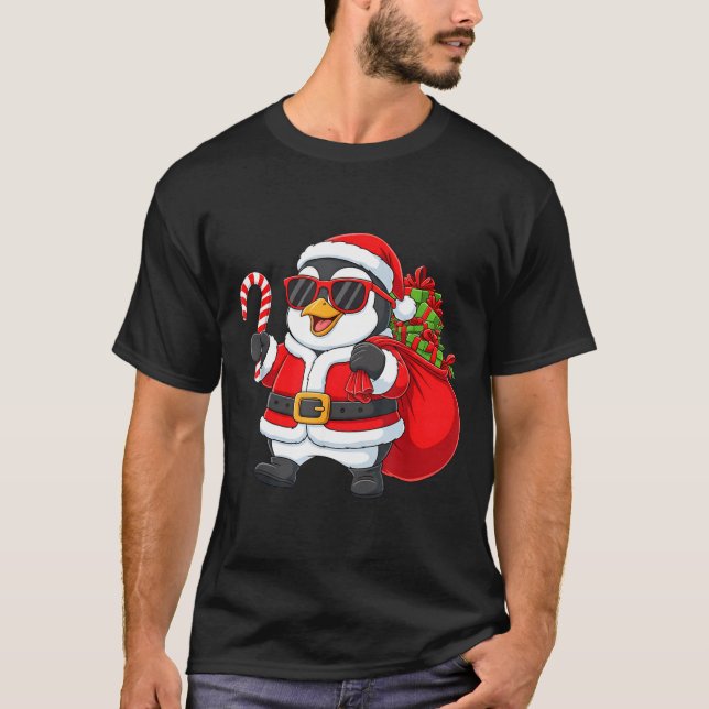 Camiseta Funny Penguin Christmas Santa Outfit Xmas Boys Gir (Frente)