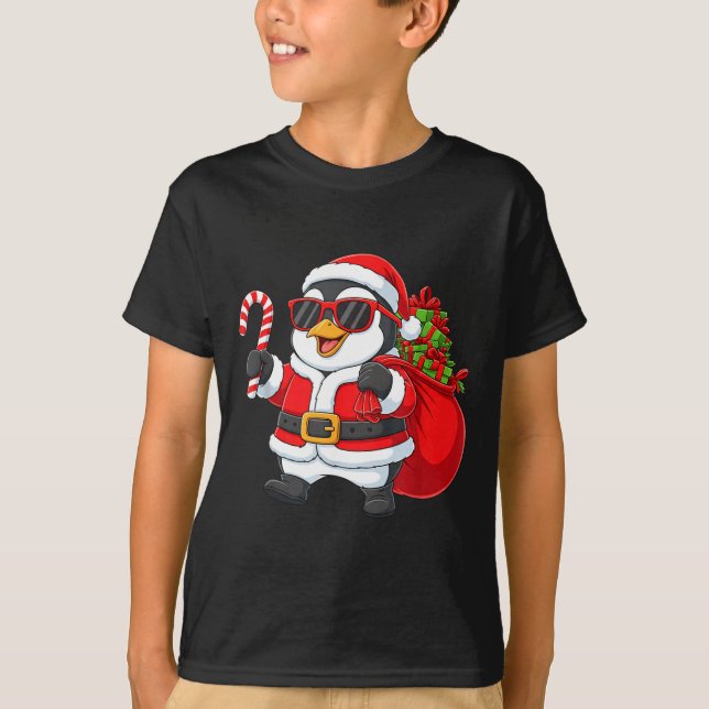 Camiseta Funny Penguin Christmas Santa Outfit Xmas Boys Gir (Frente)