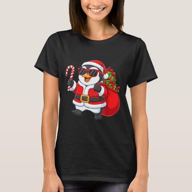 Camiseta Funny Penguin Christmas Santa Outfit Xmas Boys Gir (Frente)