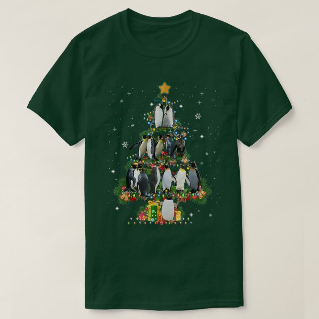 Camiseta Funny Penguin Christmas Tree Loves Penguin Xmas  (Frente do Design)