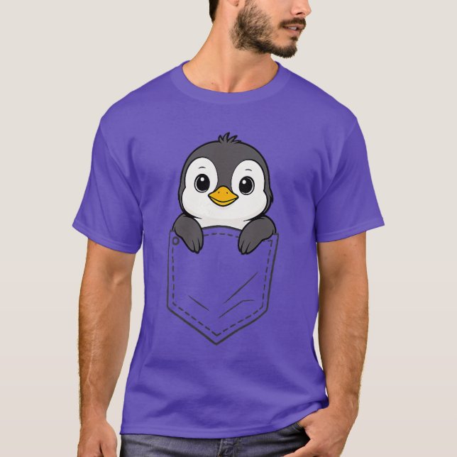 Camiseta Funny Penguin Peeking in Pocket Animal Lover Men W (Frente)