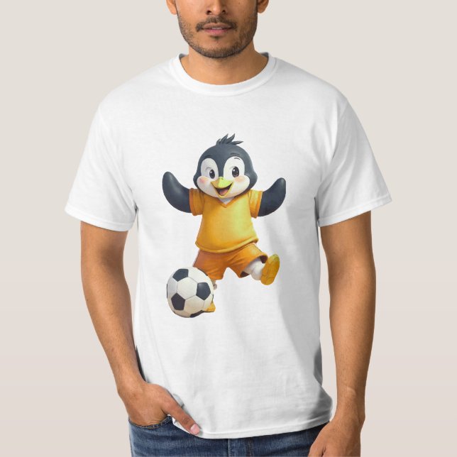 Camiseta funny Penguin Playing football (Frente)