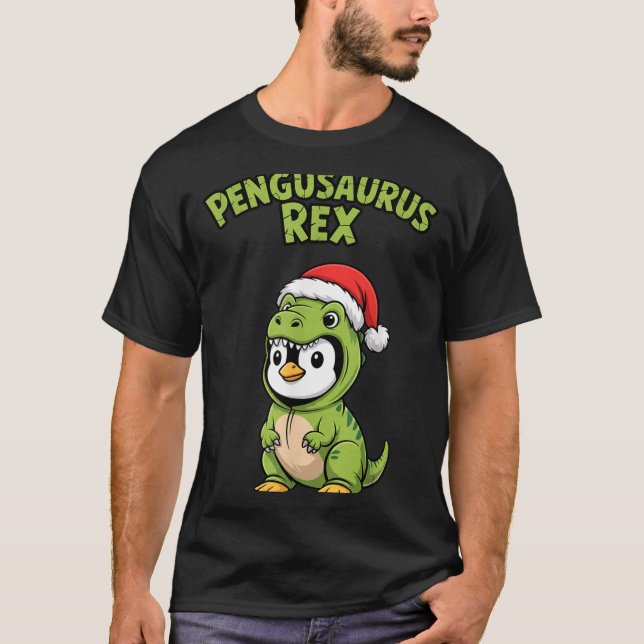Camiseta Funny Penguin T-rex Costume Christmas Kids Boys  (Frente)