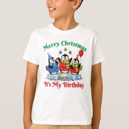 Camiseta Funny Penguins, Merry Christmas Birthday