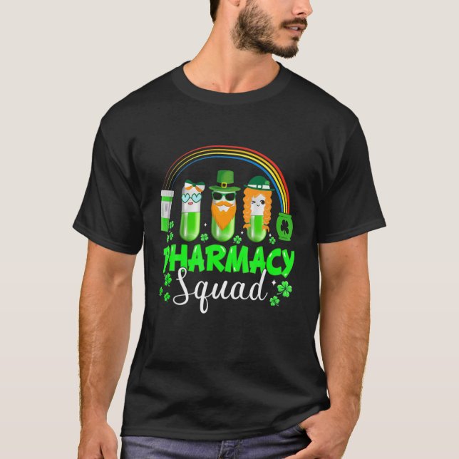 Camiseta Funny Pharmacy Squad Leprechaun Pharmacist Rua Pat (Frente)