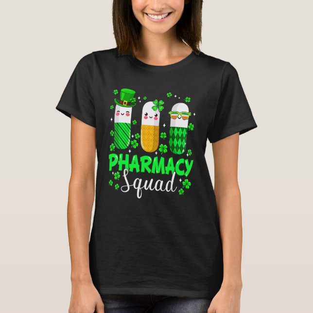 Camiseta Funny Pharmacy Squad Leprechaun Pharmacist Rua Pat (Frente)
