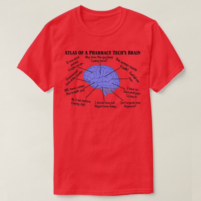 Camiseta Funny Pharmacy Tech Brain 1 (Frente do Design)