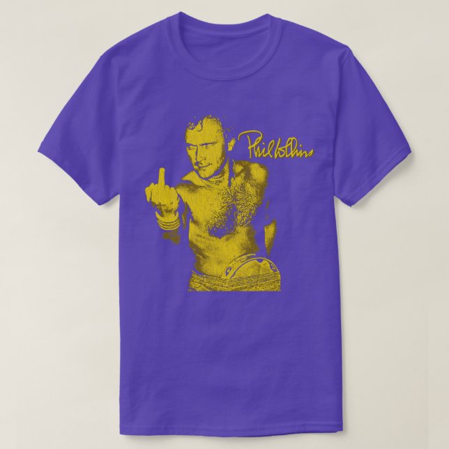 Camiseta Funny Phil Collins Fan Art Yellow Dourado (Frente do Design)