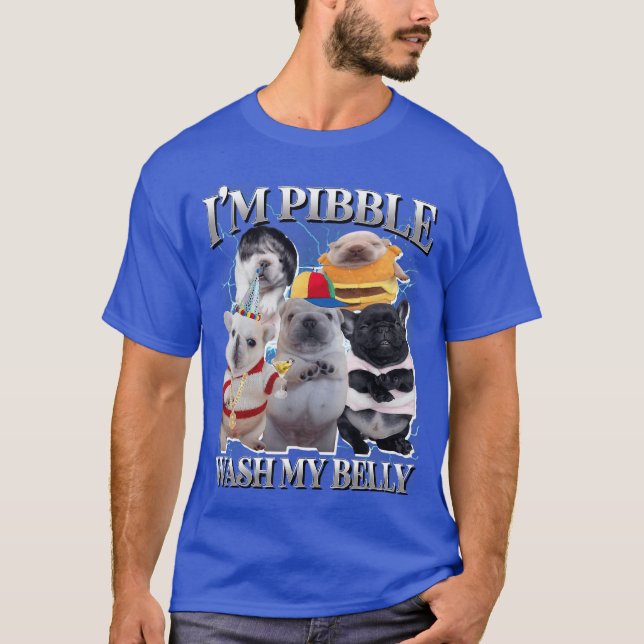 Camiseta Funny Pibble Dog Meme Brainrot Wash My Belly vinta (Frente)