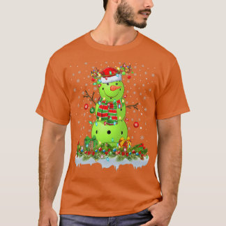 Camiseta Funny Pickleball Snowman Xmas Lights Pickleball Ch