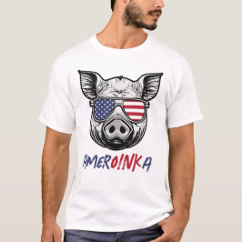 Camiseta Funny Pig Amer-OINK-a Patriótico