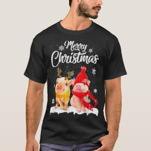 Camiseta Funny Pig Christmas Light Pig Lover Merry Christma