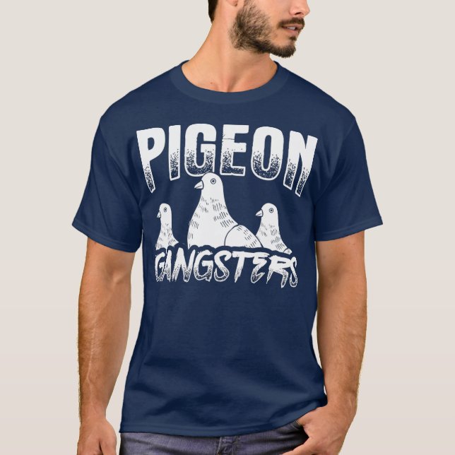 Camiseta Funny Pigeon Group Design Pigeon Gangsters (Frente)