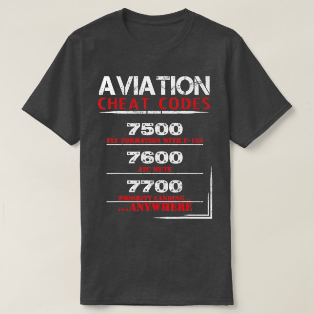 Camiseta Funny Pilot Aviation cheat code  (Frente do Design)