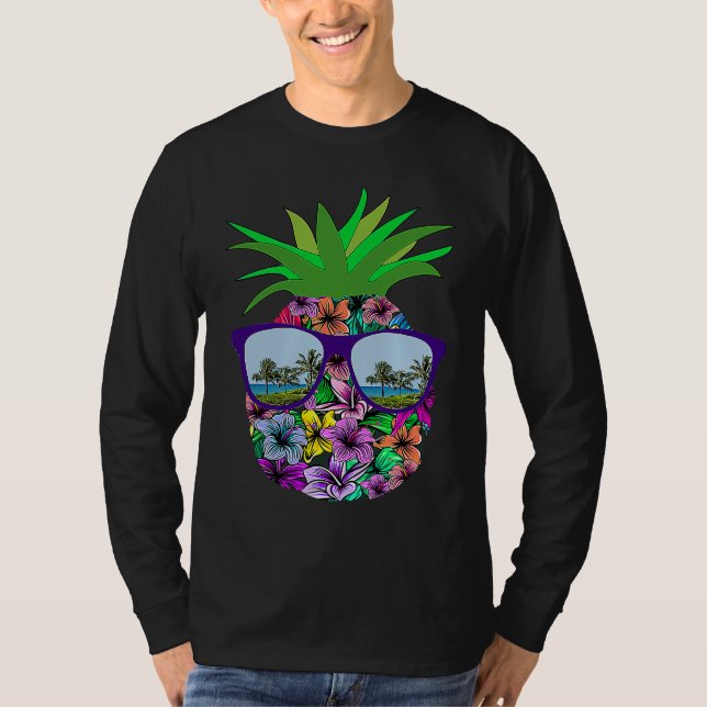 Camiseta Funny Pineapple Sunglasses Aloha Hawaiian Hawaii B (Frente)