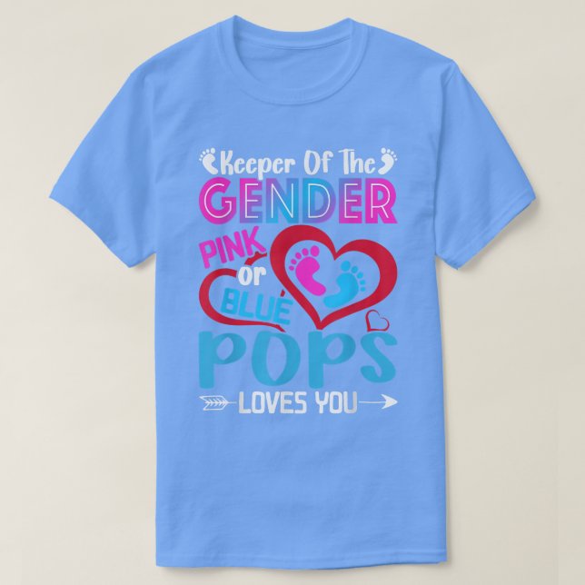 Camiseta Funny Pink Or Blue Pops Loves You Gender Reveal Cu (Frente do Design)