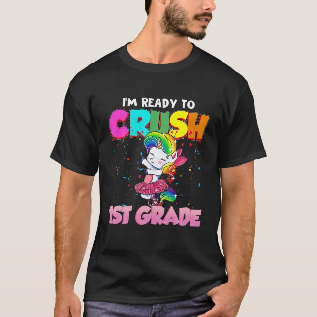 Camiseta Funny Pinky Balé Unicorn Estou pronta para esmagar (Frente)