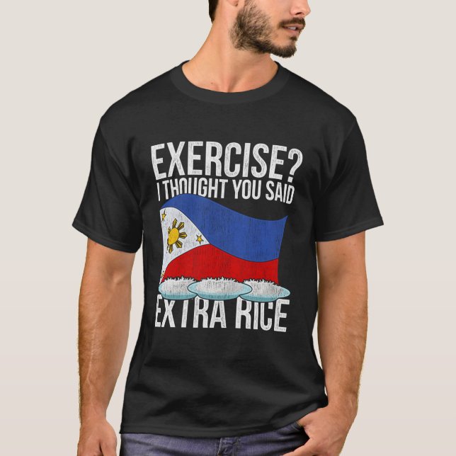 Camiseta Funny Pinoy Extra Rice Filipino Herança Filipina (Frente)