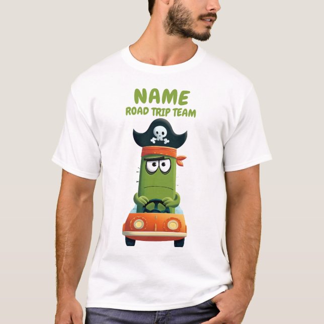 Camiseta Funny Pirate Cactus Road Trip | Personalizável (Frente)