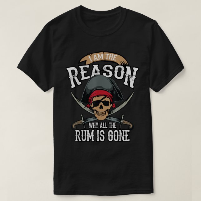 Camiseta Funny Pirate Rum Lover Design (Frente do Design)