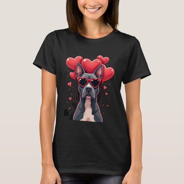 Camiseta Funny Pitbull Heart Valentines Day Dog Dad Mom Gif (Frente)