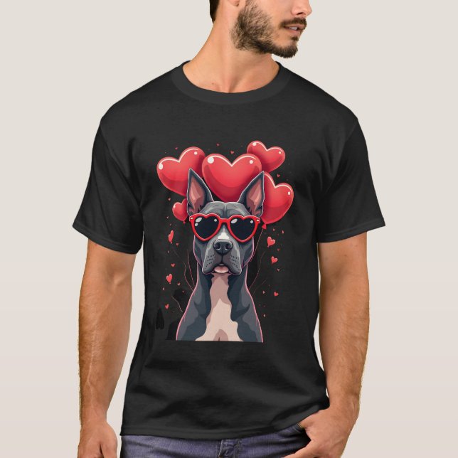 Camiseta Funny Pitbull Heart Valentines Day Dog Dad Mom Gif (Frente)