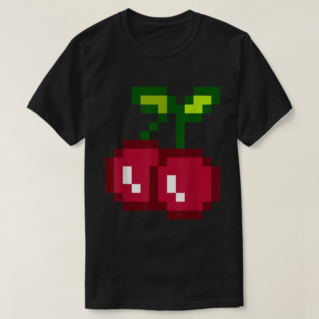 Camiseta Funny Pixel Cherry 80s Gamer Tee (Frente do Design)