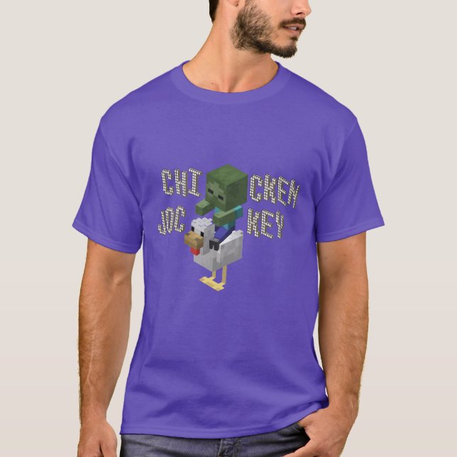 Camiseta Funny Pixel Chicken jockey – Paródia de Jogos Retr (Frente)