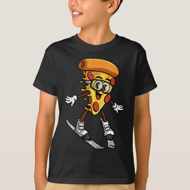 Camiseta Funny Pizza Ski Cheesy Pie Foodie Skiing Instructo (Frente)