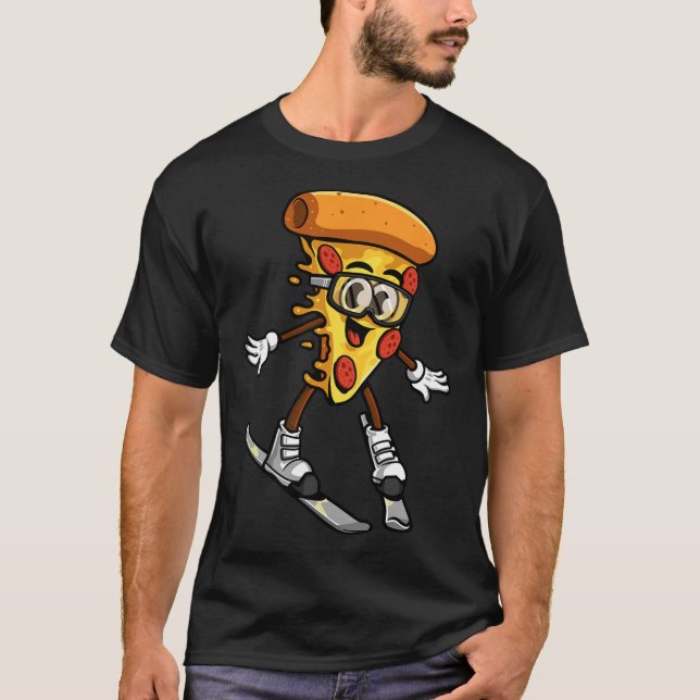 Camiseta Funny Pizza Ski Cheesy Pie Foodie Skiing Instructo (Frente)