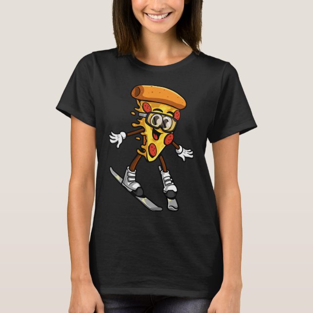 Camiseta Funny Pizza Ski Cheesy Pie Foodie Skiing Instructo (Frente)