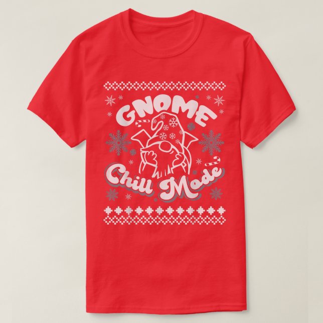 Camiseta Funny PJ Snowflake Candy Cane Happy Lazy Gnome Chi (Frente do Design)