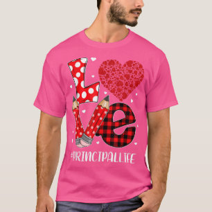 Camiseta Funny Plaid Heart LOVE Principal Valentine Day Chr
