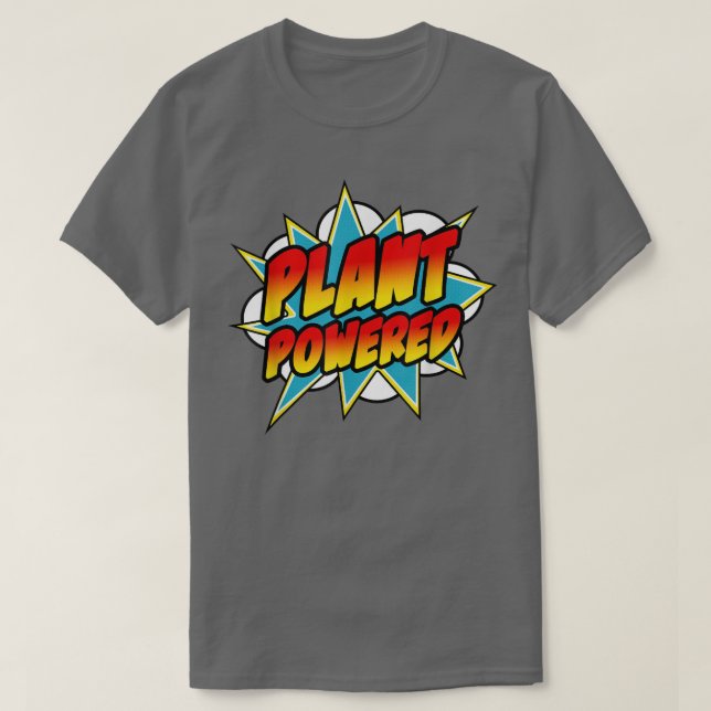Camiseta Funny Plant Powered Vegetarian Vegan Superpower Re (Frente do Design)