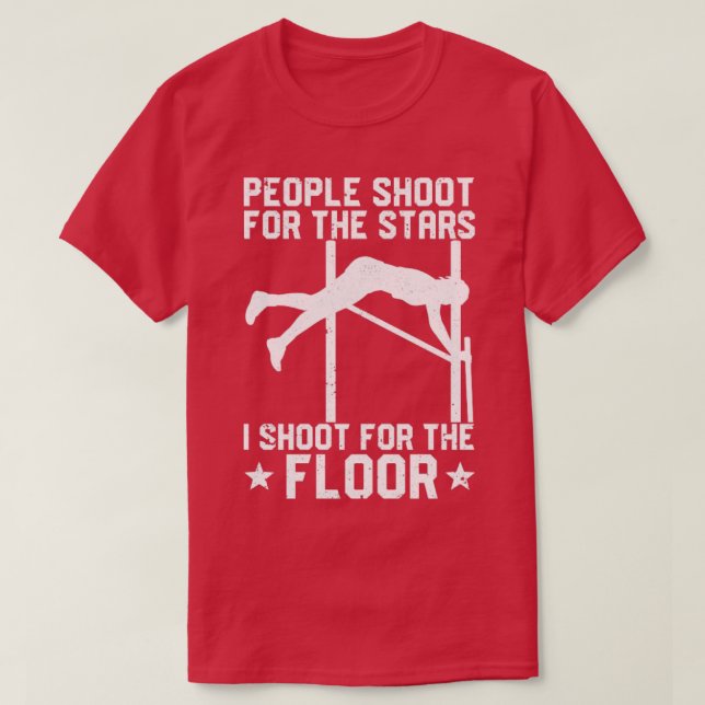 Camiseta Funny Pole Vault Vedando Para O Chão (Frente do Design)