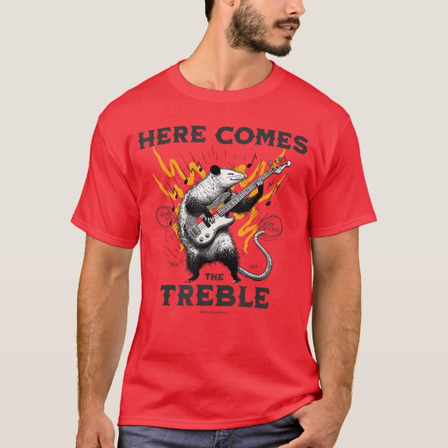 Camiseta Funny Possum Here Comeshereble Bass Guitar Rock Mu (Frente)