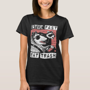 Camiseta Funny Possum Raccoon Live Fast Comer Rua Ca