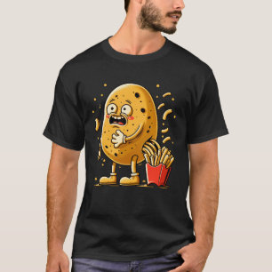 Camiseta Funny Potato French Fries Personagem de desenho an