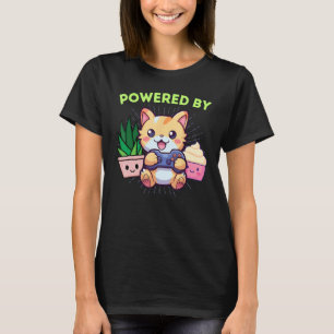 Camiseta Funny Powered By Cats Cupcakes Plantas Videos game